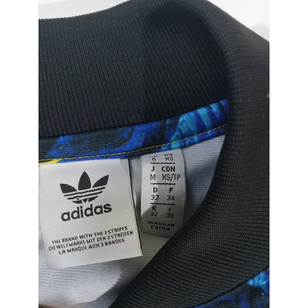 Adidas X Farm Rio Limited Edition Track Jacket Size XS Tropical Blue Yellow Leaf